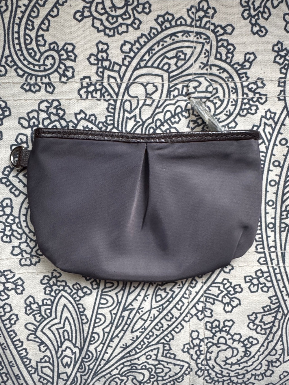 MZ Wallace Purple-Charcoal Gray Wristlet with Leather Trim